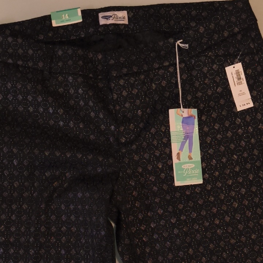 Old Navy Pixie Black Geometric Pants
